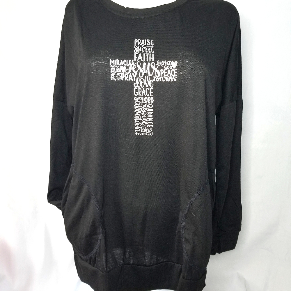 Custom cross long sleeve pocket Tee